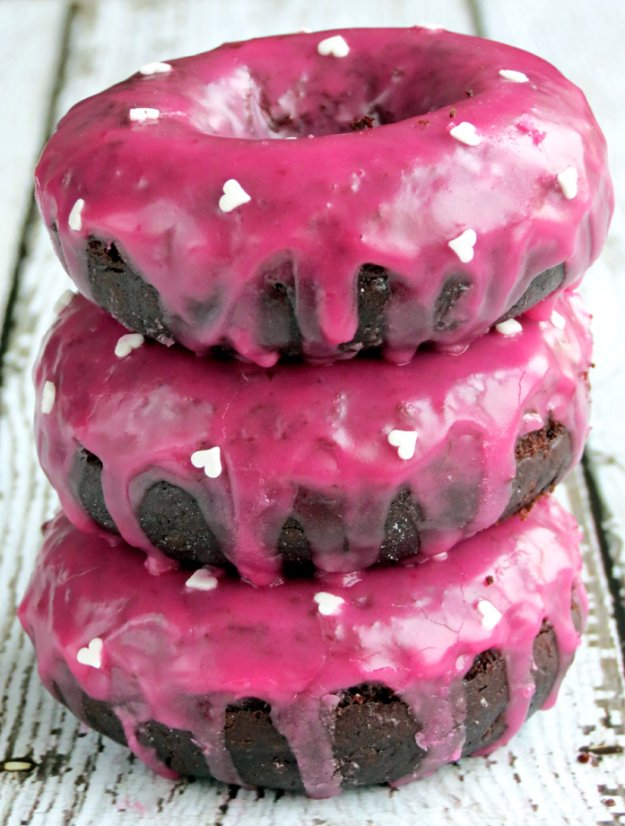 Chocolate Donuts with Pomegranate Glaze | Valentine