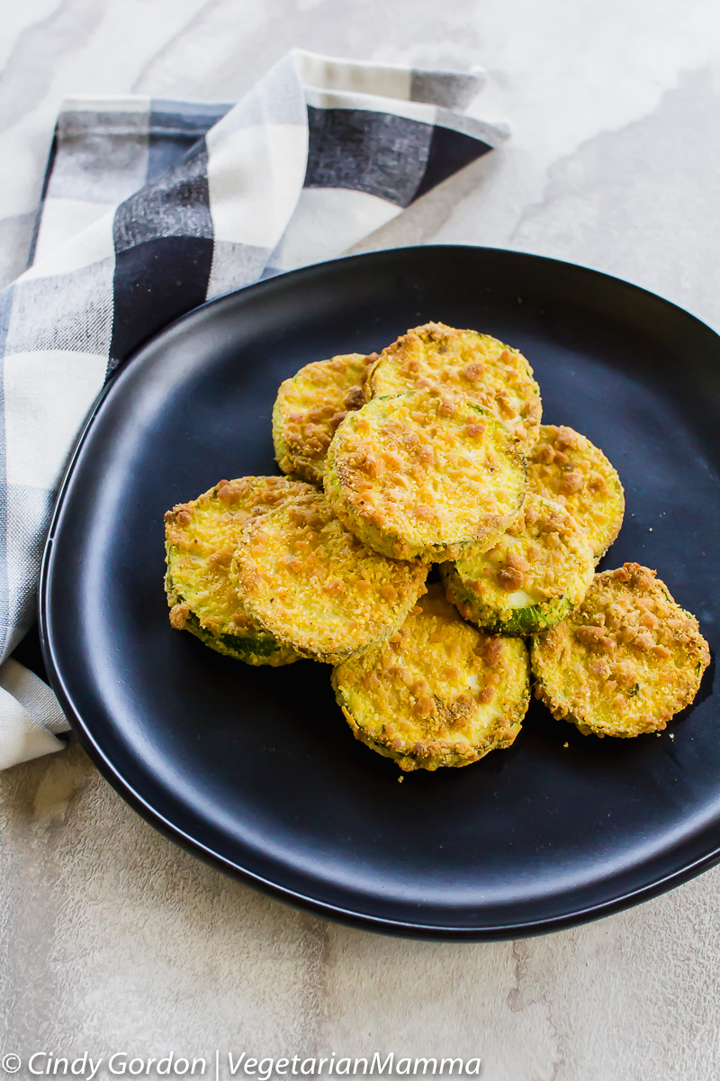 Air Fryer Zucchini Coins are a quick gluten free snack.