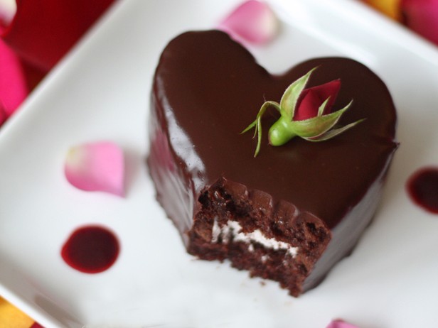 Heart-Shaped Chocolate Raspberry Cakes