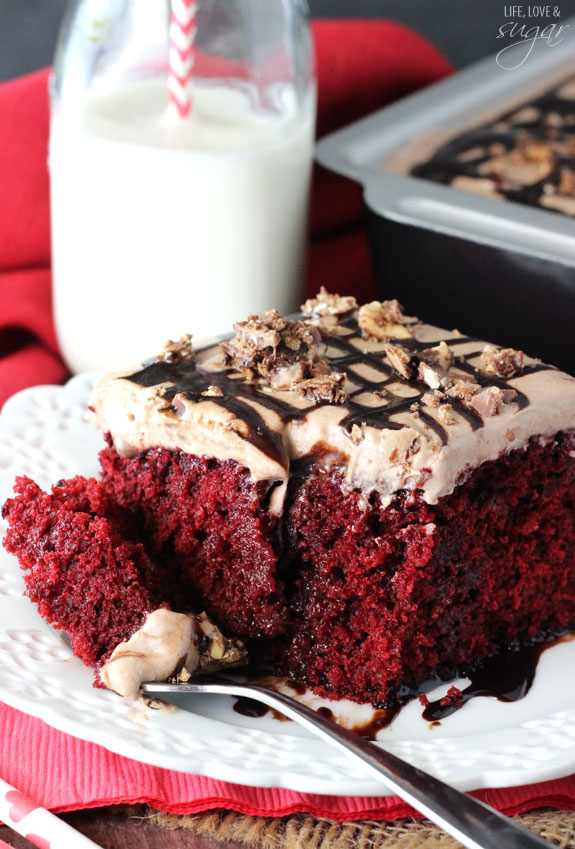 Nutella Red Velvet Poke Cake