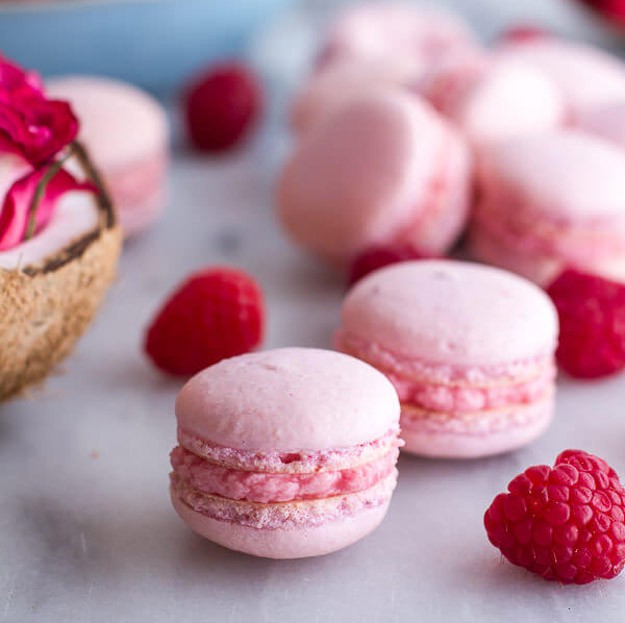 Coconut Raspberry Macarons With Raspberry Rose Buttercream | 10 Pretty in Pink Food Recipes