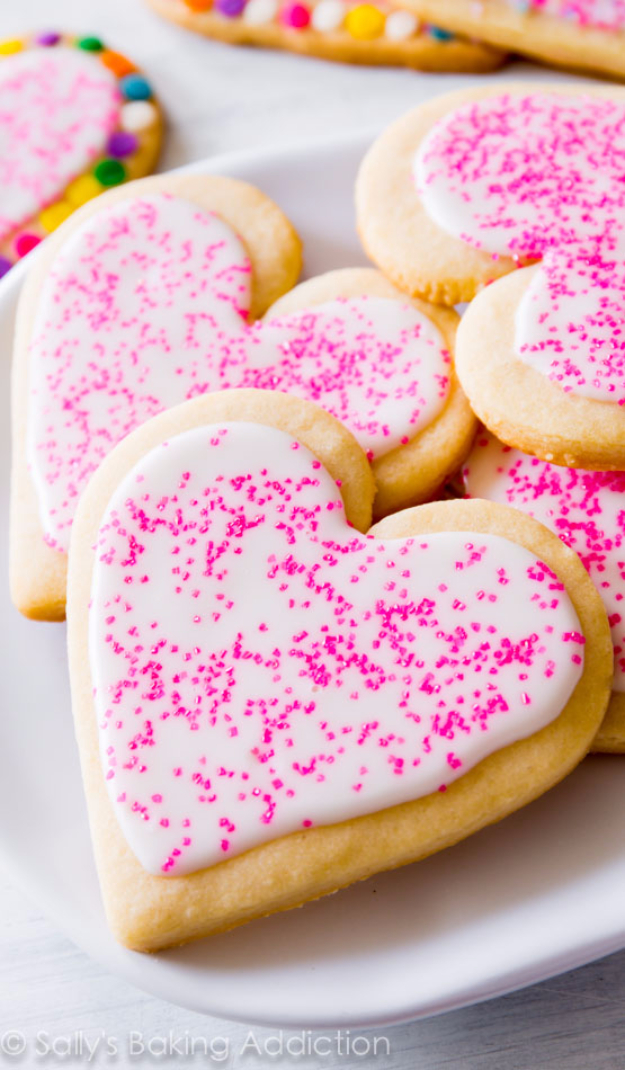 DIY Valentines Day Cookies - Soft Cut-Out Sugar Cookies - Easy Cookie Recipes and Recipe Ideas for Valentines Day - Cute DIY Decorated Cookies for Kids, Homemade Box Cookies and Bouquet Ideas - Sugar Cookie Icing Tutorials With Step by Step Instructions - Quick, Cheap Valentine Gift Ideas for Him and Her http://diyjoy.com/diy-valentines-day-cookie-recipes