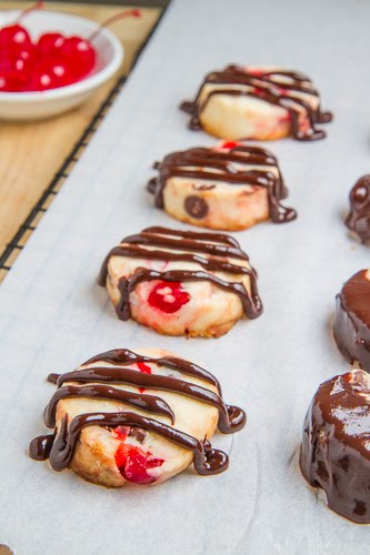 Chocolate Cherry Shortbread Cookies
