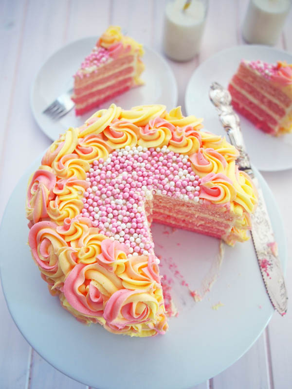 pink lemonade ombre cake