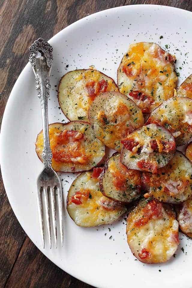 Loaded Baked Potato Rounds on a plate