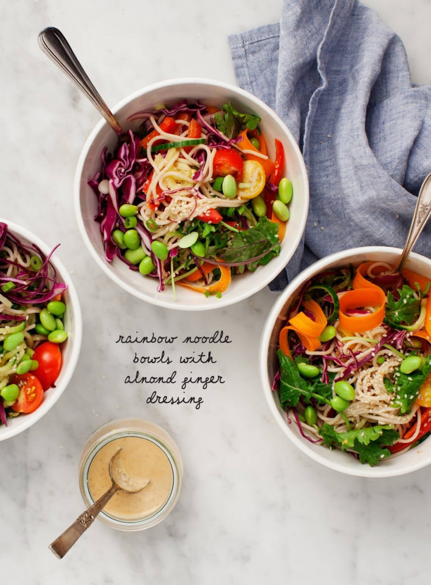 Rainbow Bowls with Almond-Ginger Dressing