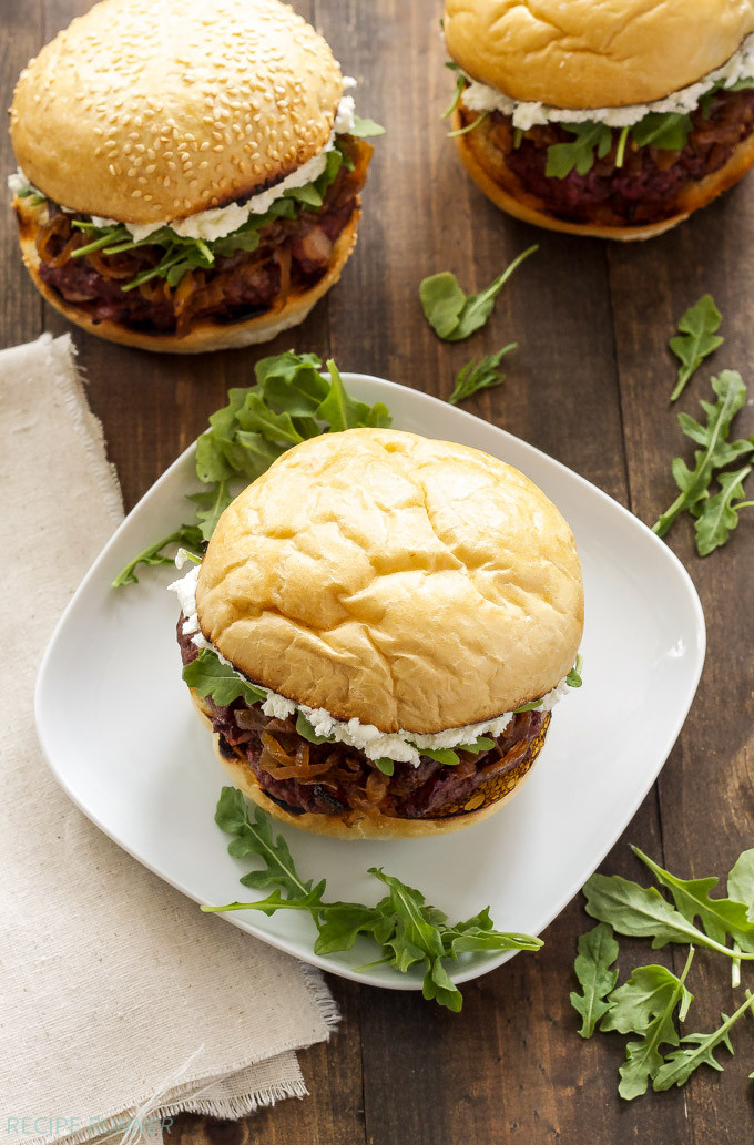 Bacon Burgers with Bourbon Caramelized Onions and Goat Cheese 2