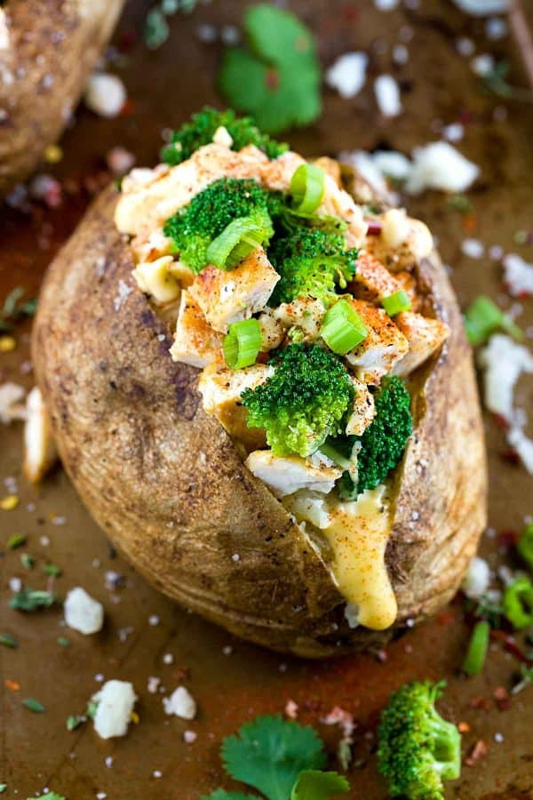 Chicken Broccoli Stuffed Baked Potato with Cheese Sauce 1