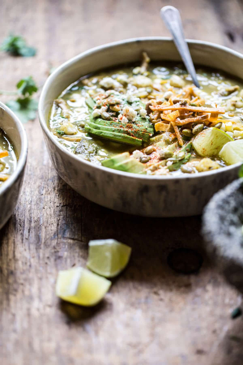 Crockpot Salsa Verde Chicken Pozole