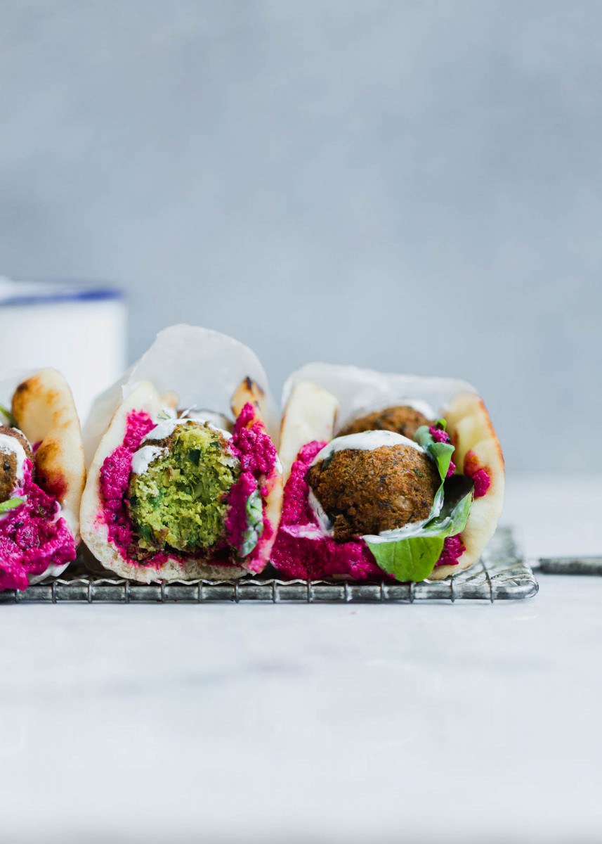 Green Falafel Sandwich with Beet Hummus - Most Popular Ideas of All Time