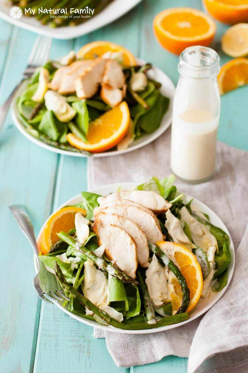 Healthy Artichoke and Asparagus Chicken Salad