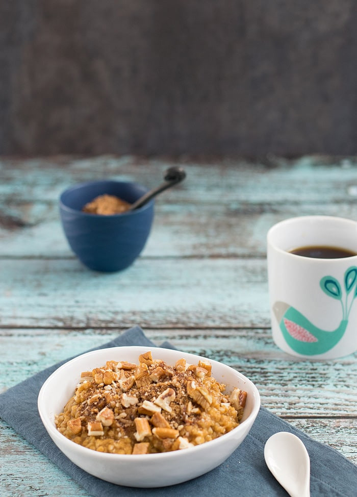 Instant Pot Vegan Pumpkin Coffeecake Steel-Cut Oatmeal