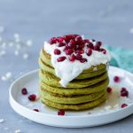 Matcha Pancakes With Coconut Vanilla Cream