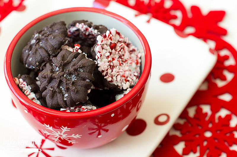 Peppermint Bark Spritz Snowflakes