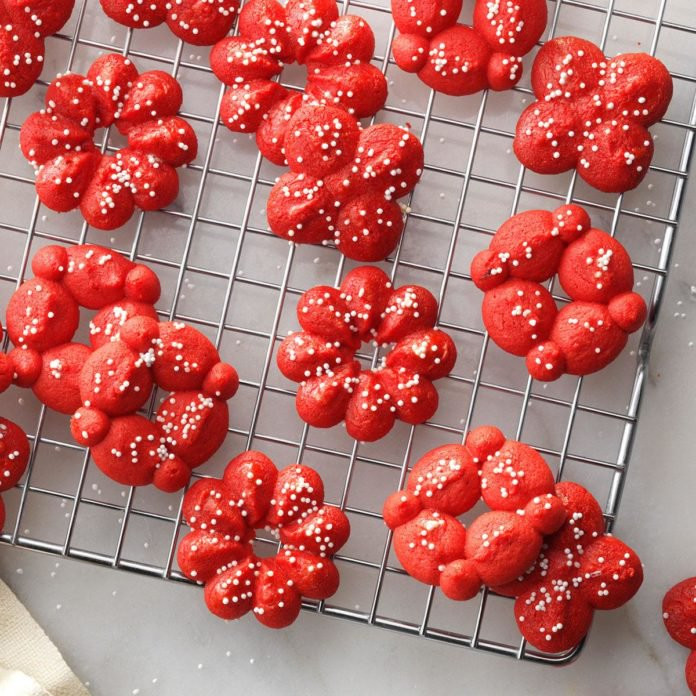 Red Velvet Spritz Cookies