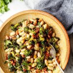Roasted Broccoli and Lemony White Beans with Bacon