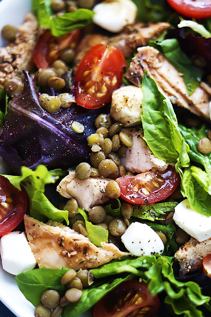 Salmon & Lentil Caprese Salad 1