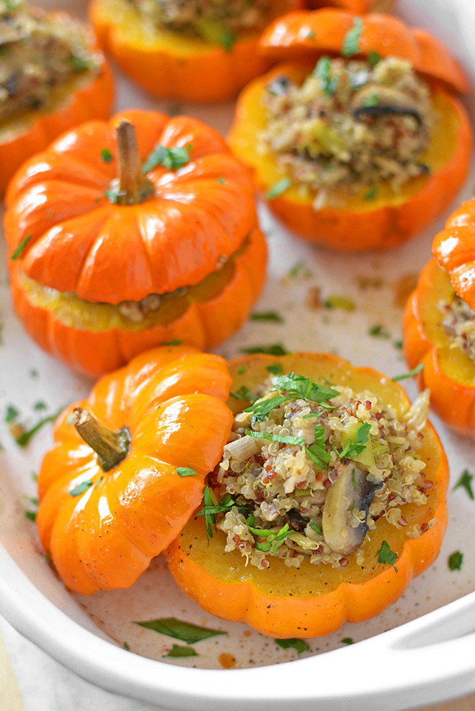 Savory Mushroom and Quinoa Stuffed Mini Pumpkins