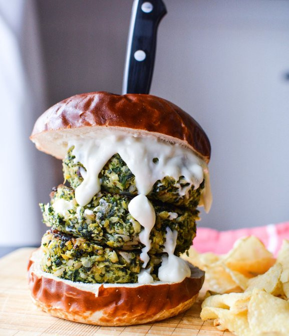 Spinach Artichoke Dip Veggie Burgers 1