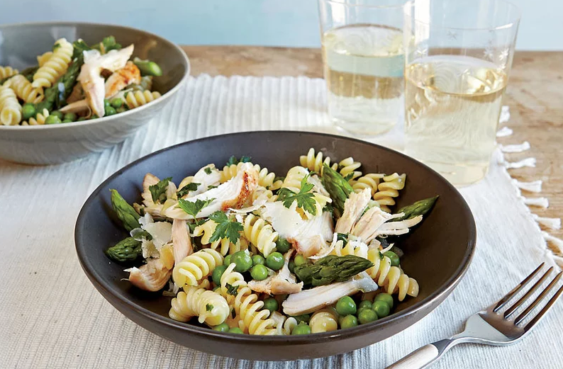 Spring Pea and Pasta Salad with Chicken and Asparagus