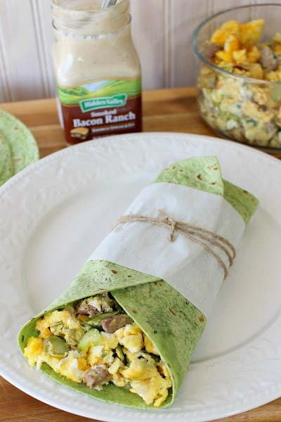 Steak and Asparagus Breakfast Wrap with Bacon Spread