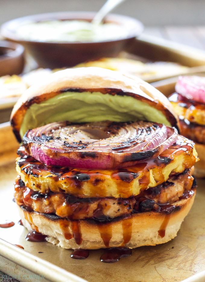 Teriyaki Turkey Burgers with Grilled Pineapple and Onions 2