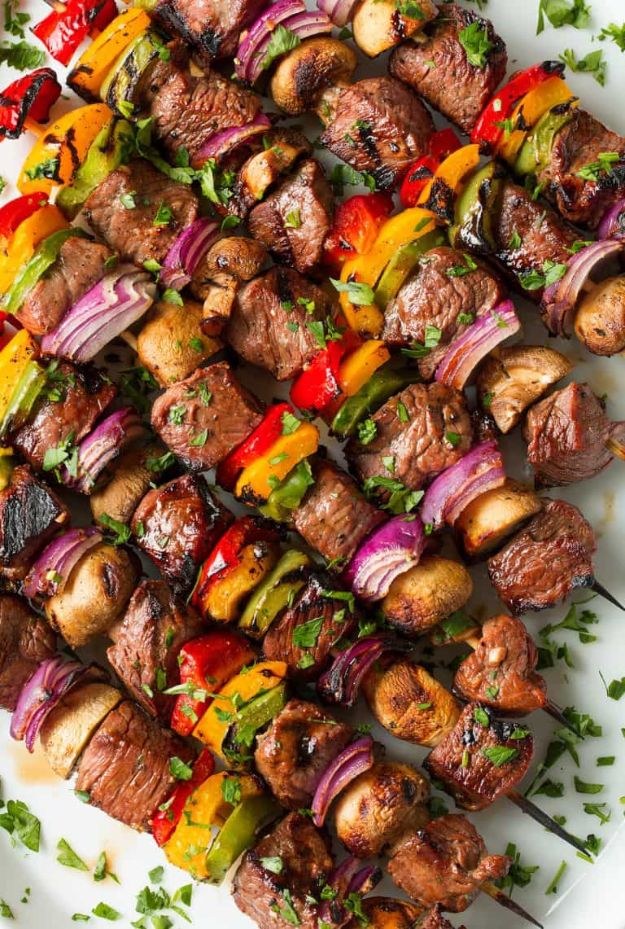 Best Barbecue Recipes - Steak Kebabs - Easy BBQ Recipe Ideas for Lunch, Dinner and Quick Party Appetizers - Grilled and Smoked Foods, Chicken, Beef and Meat, Fish and Vegetable Ideas for Grilling - Sauces and Rubs, Seasonings and Favorite Bar BBQ Tips http://diyjoy.com/best-bbq-recipes
