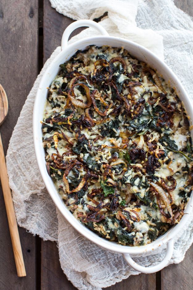 Best Casserole Recipes - Kale and Wild Rice Casserole - Healthy One Pan Meals Made With Chicken, Hamburger, Potato, Pasta Noodles and Vegetable - Quick Casseroles Kids Like - Breakfast, Lunch and Dinner Options - Mexican, Italian and Homestyle Favorites - Party Foods for A Crowd and Potluck Dishes http://diyjoy.com/best-casserole-recipes