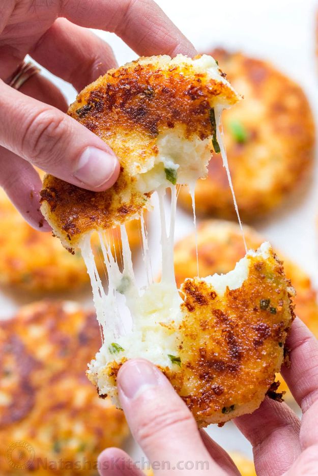 Potato Recipes - Cheesy Mashed Potato Pancakes - Easy, Quick and Healthy Potato Recipes - How To Make Roasted, In Oven, Fried, Mashed and Red Potatoes - Easy Potato Side Dishes and Soup Recipe Ideas for Dinner, Breakfast, Lunch, Appetizer and Snack http://diyjoy.com/potato-recipes