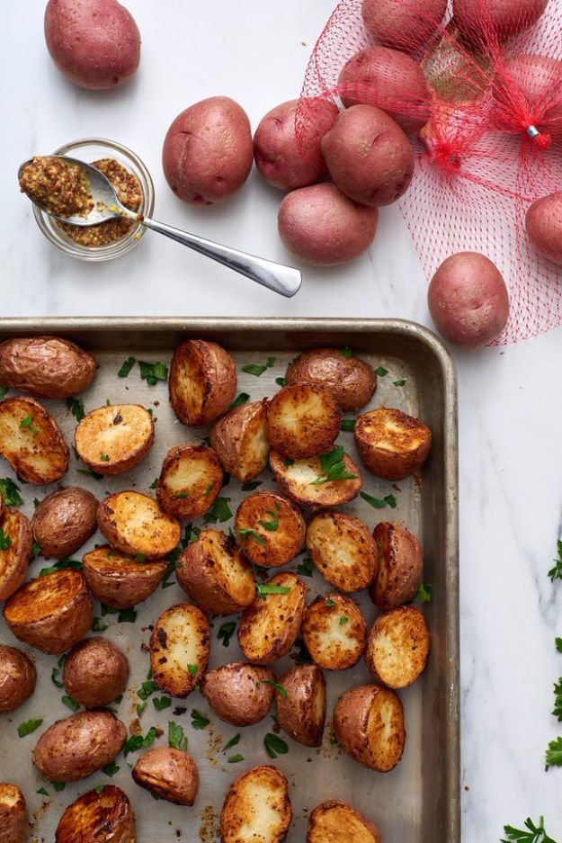 Potato Recipes - 3-Ingredient Roasted Dijon Potatoes - Easy, Quick and Healthy Potato Recipes - How To Make Roasted, In Oven, Fried, Mashed and Red Potatoes - Easy Potato Side Dishes and Soup Recipe Ideas for Dinner, Breakfast, Lunch, Appetizer and Snack http://diyjoy.com/potato-recipes