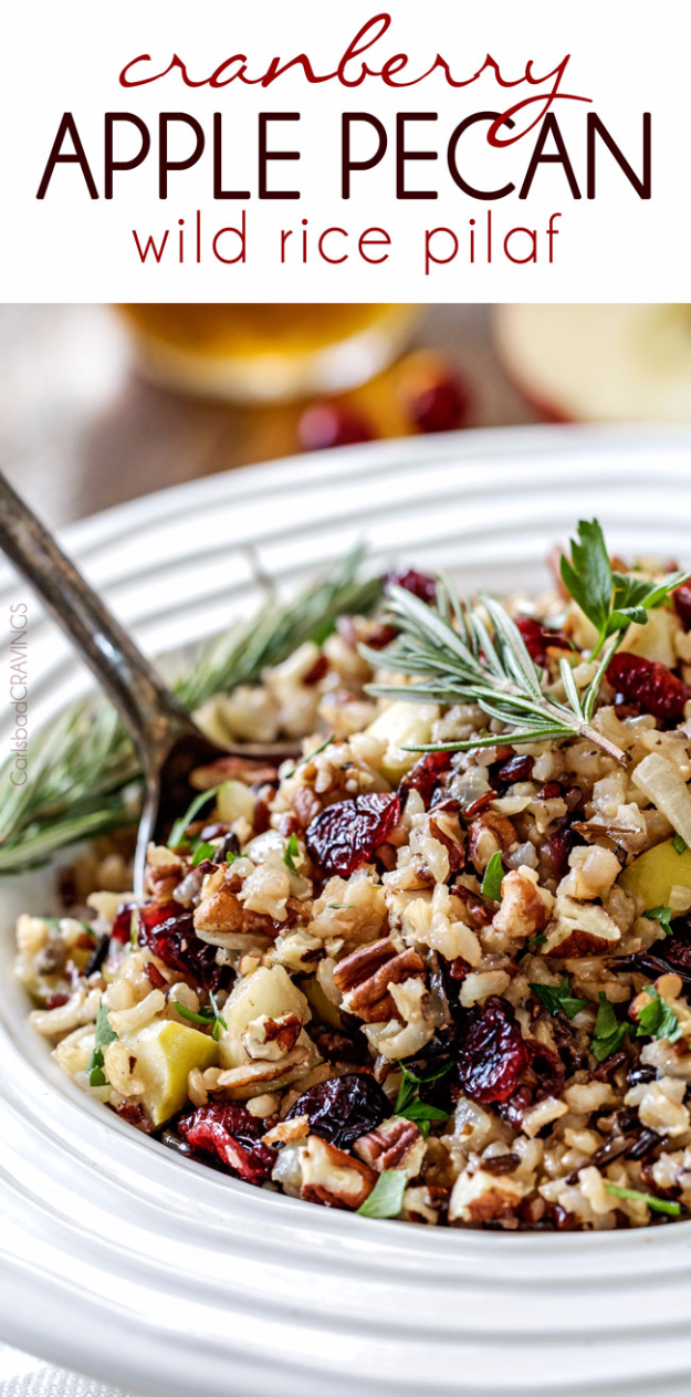 Best Thanksgiving Dinner Recipes -Cranberry Apple Pecan Wild Rice Pilaf - Easy DIY Desserts, Sides, Sauces, Main Courses, Vegetables, Pie and Side Dishes. Simple Gravy, Cranberries, Turkey and Pies With Step by Step Tutorials http://diyjoy.com/best-thanksgiving-dinner-recipes