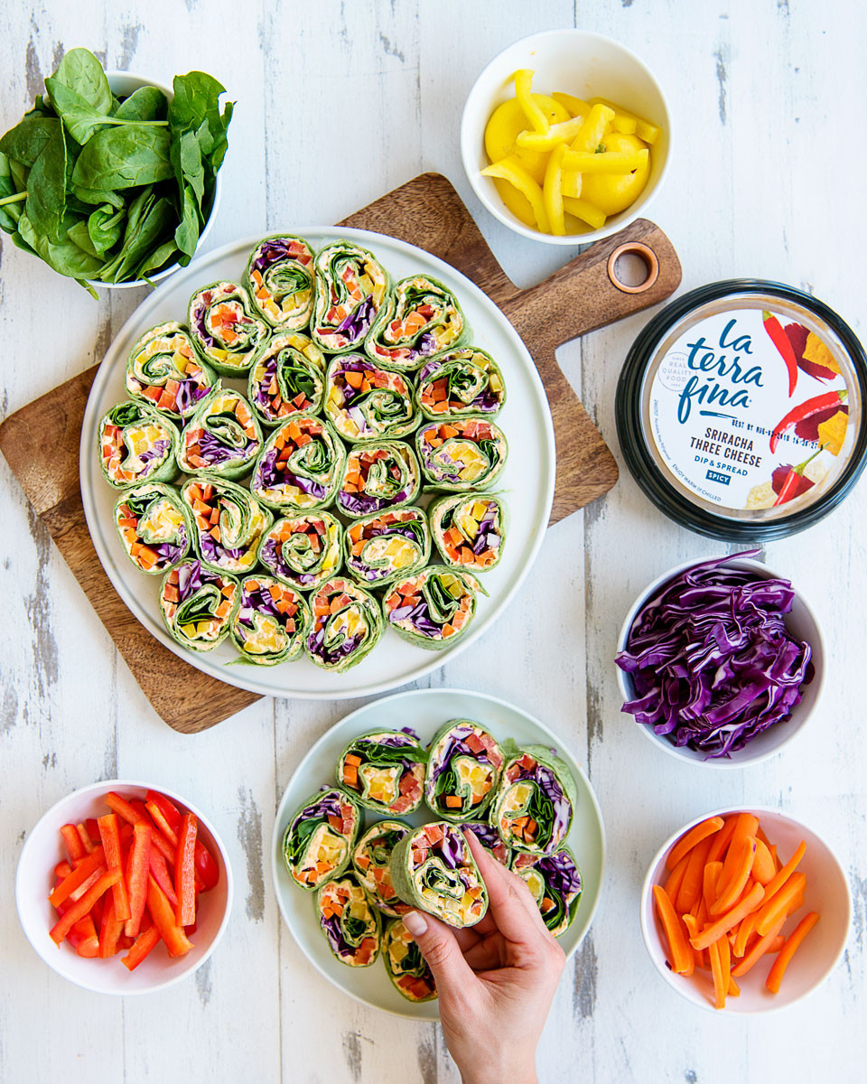 Healthy Rainbow Tortilla Pinwheels