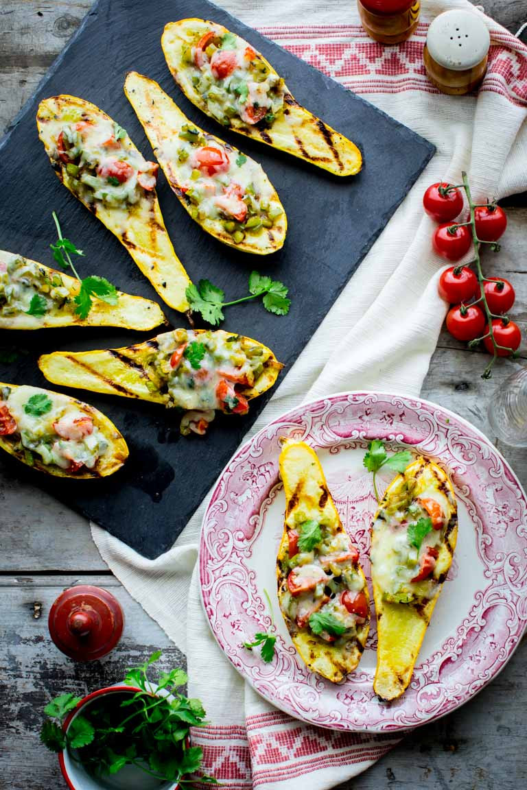 Low Carb Grilled Stuffed Summer Squash 1