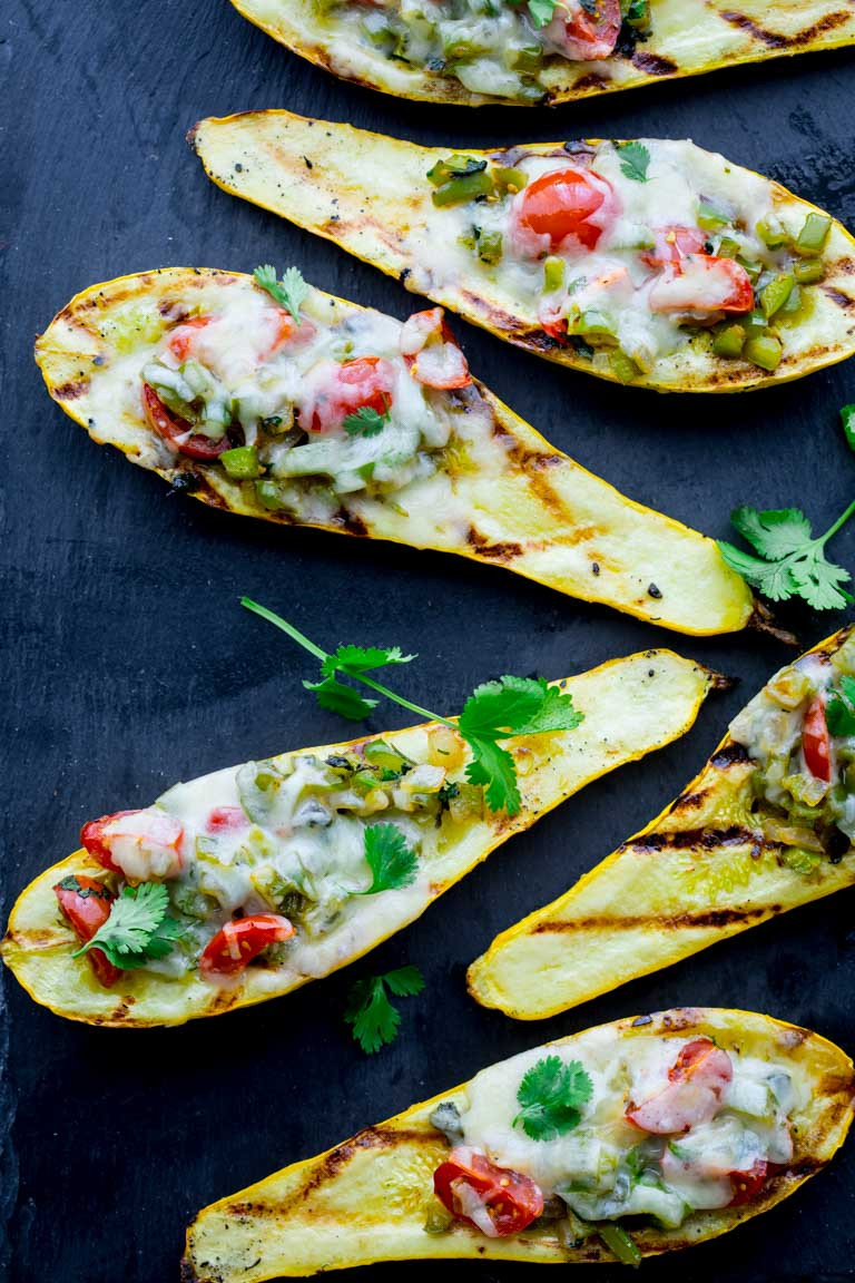 Low Carb Grilled Stuffed Summer Squash