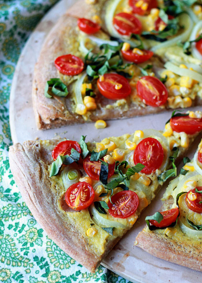 Summer Corn & Tomato Vegan Pizza 1