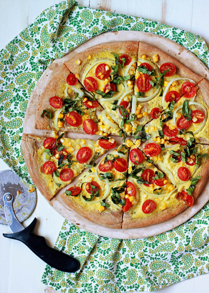 Summer Corn & Tomato Vegan Pizza