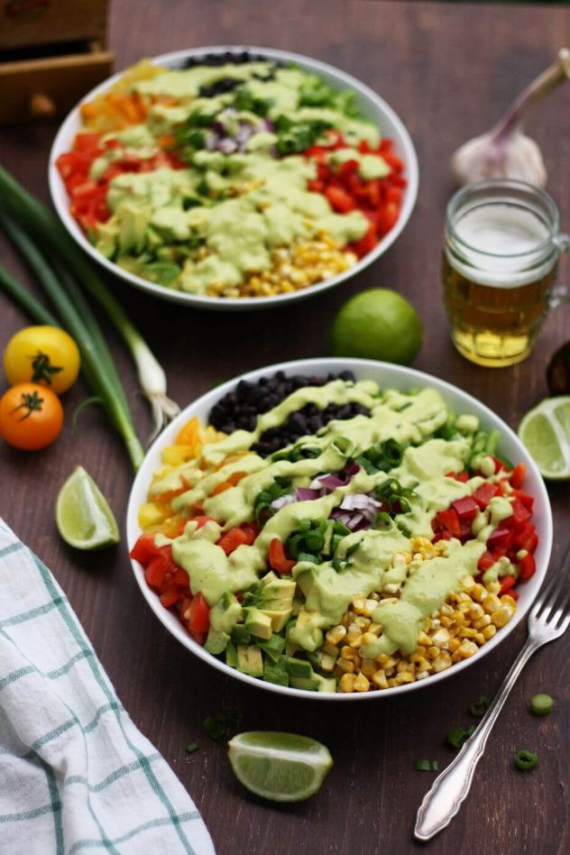 Vegan Mexican Chopped Salad with Avocado Dressing