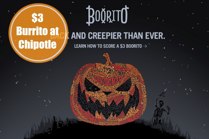 $3 Burritos At Chipotle On Halloween
 $3 00 Chipotle Burrito on Halloween 5pm CloseLiving