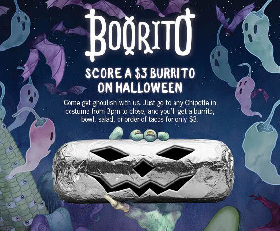 3 Chipotle Burritos Halloween
 Chipotle Will Give You A Free Burrito For Playing A Simple