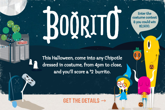 3 Chipotle Burritos Halloween
 Chipotle $2 00 Boorito Halloween Freebies2Deals