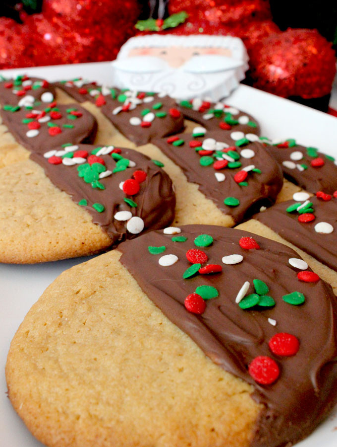 Butter Cookies Christmas
 Chocolate Dipped Peanut Butter Christmas Cookies Two Sisters