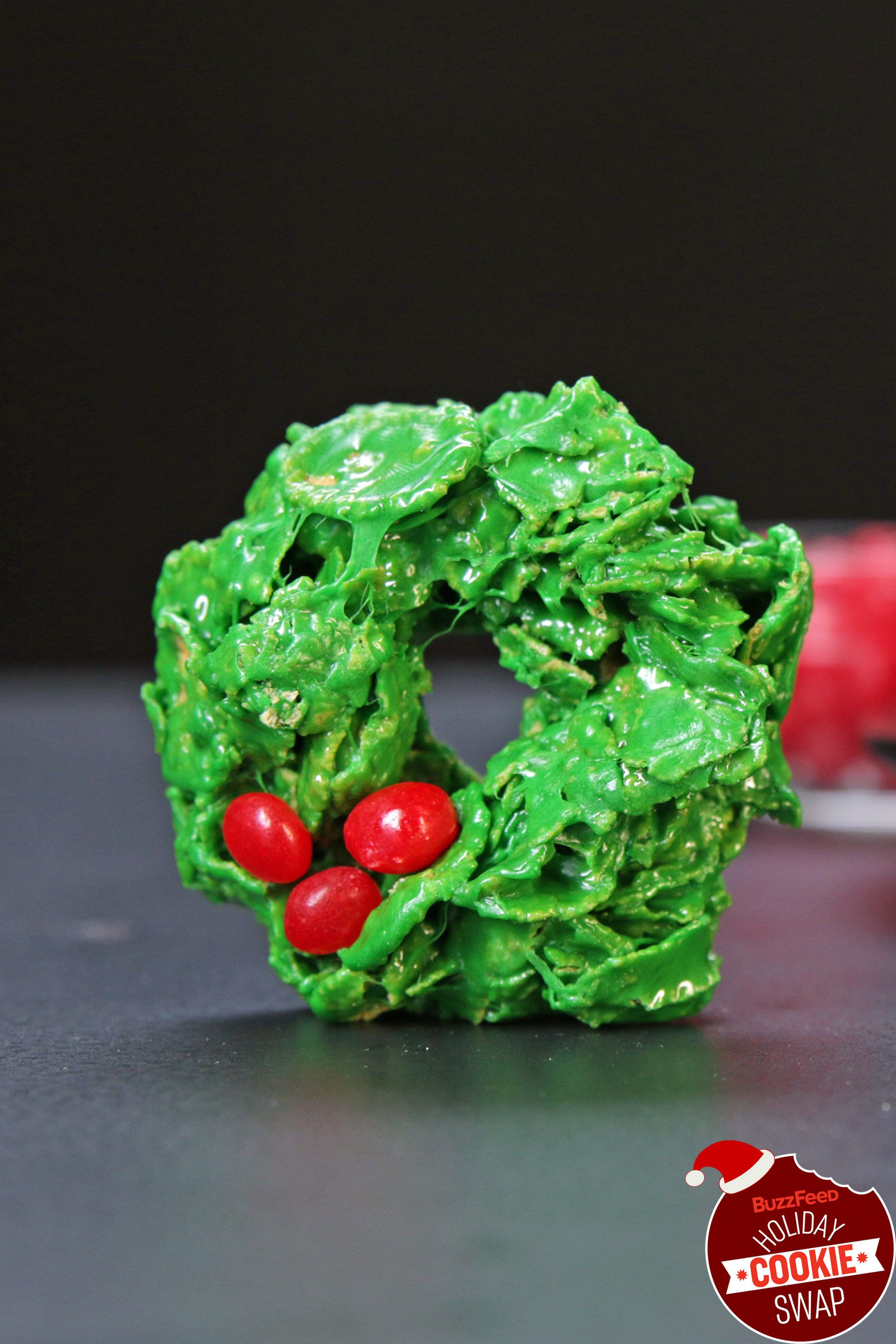 Buzzfeed Christmas Cookies
 Corn Flake Holly Wreaths
