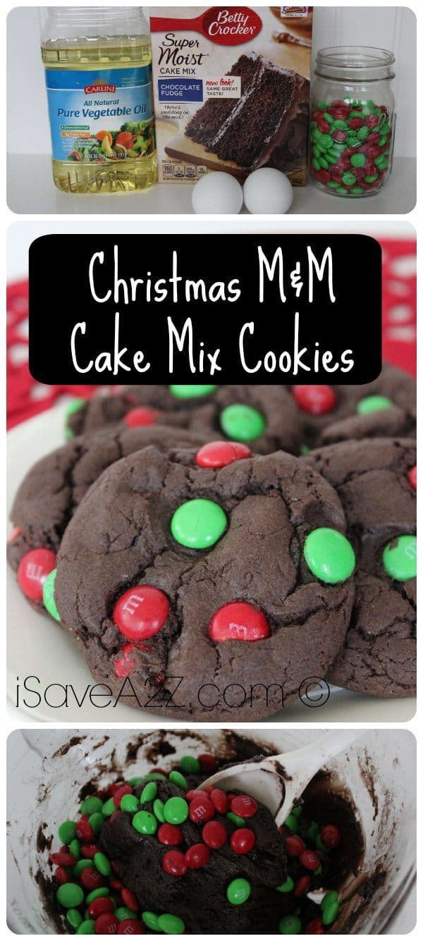 Cake Mix Christmas Cookies
 Christmas M&M Cake Mix Cookies iSaveA2Z