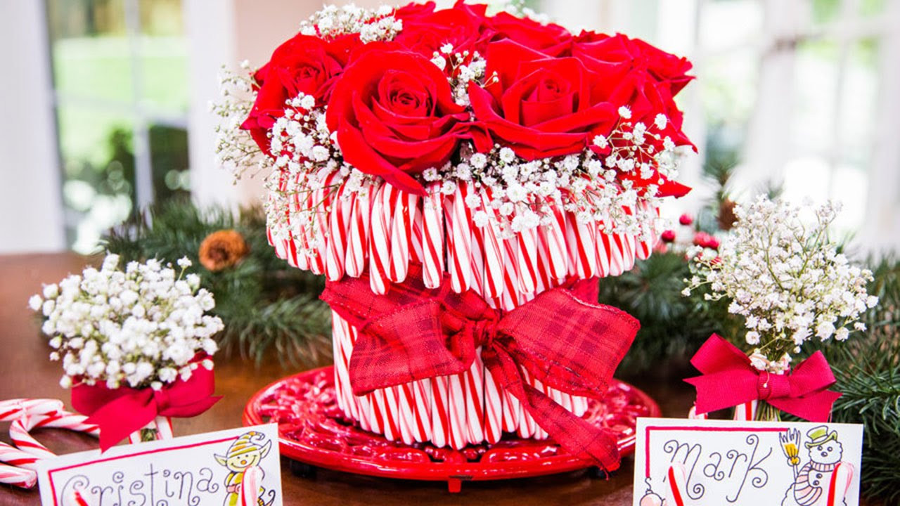 Candy Cane Centerpieces For Christmas
 Cristina Ferrare s DIY Candy Cane Vase