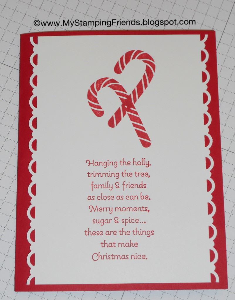 Candy Cane Christmas Cards
 My Stamping Friends Candy Cane Christmas card using