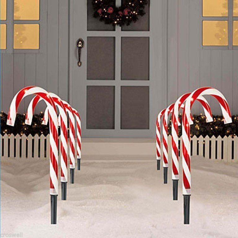 Candy Cane Christmas Lights Outdoor
 8 PC CHRISTMAS LIGHTED 10" TALL CANDY CANES PATH LIGHTS