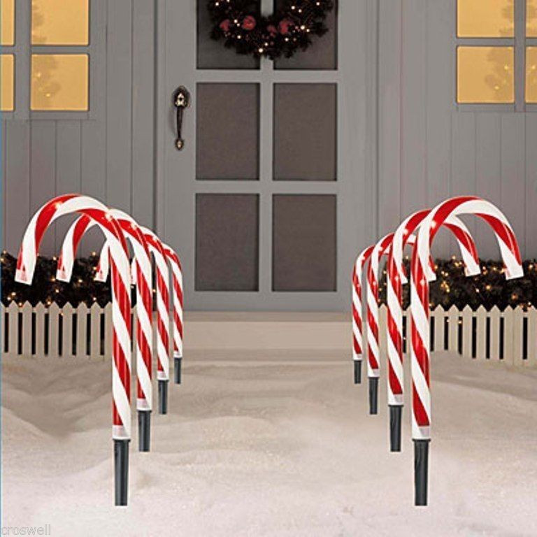 Candy Cane Christmas Lights
 8 PC CHRISTMAS LIGHTED 10" TALL CANDY CANES PATH LIGHTS