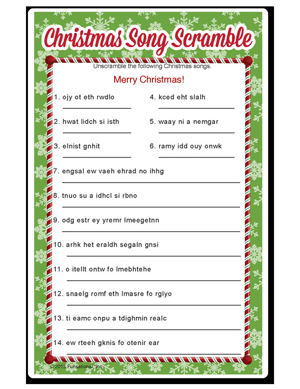 Candy Cane Christmas Song
 Christmas Song Scramble Candy Cane Bliss Funsational
