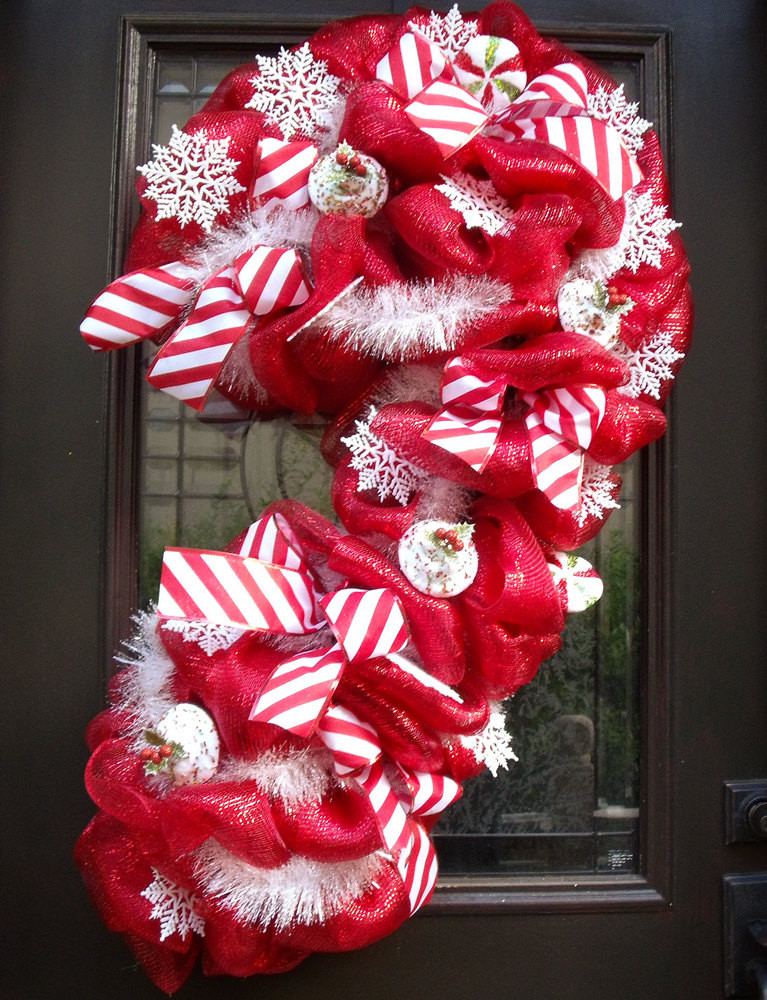 Candy Cane Christmas Wreath
 Christmas Deco Mesh Wreath Candy Cane Wreath Christmas Mesh