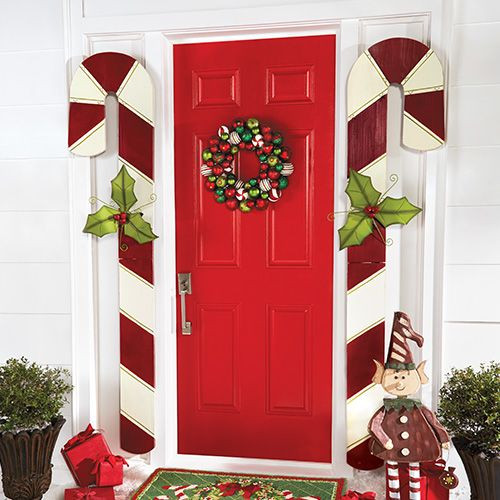 Candy Cane Outdoor Christmas Decorations
 Wooden Candy Canes Set of 2 Assorted